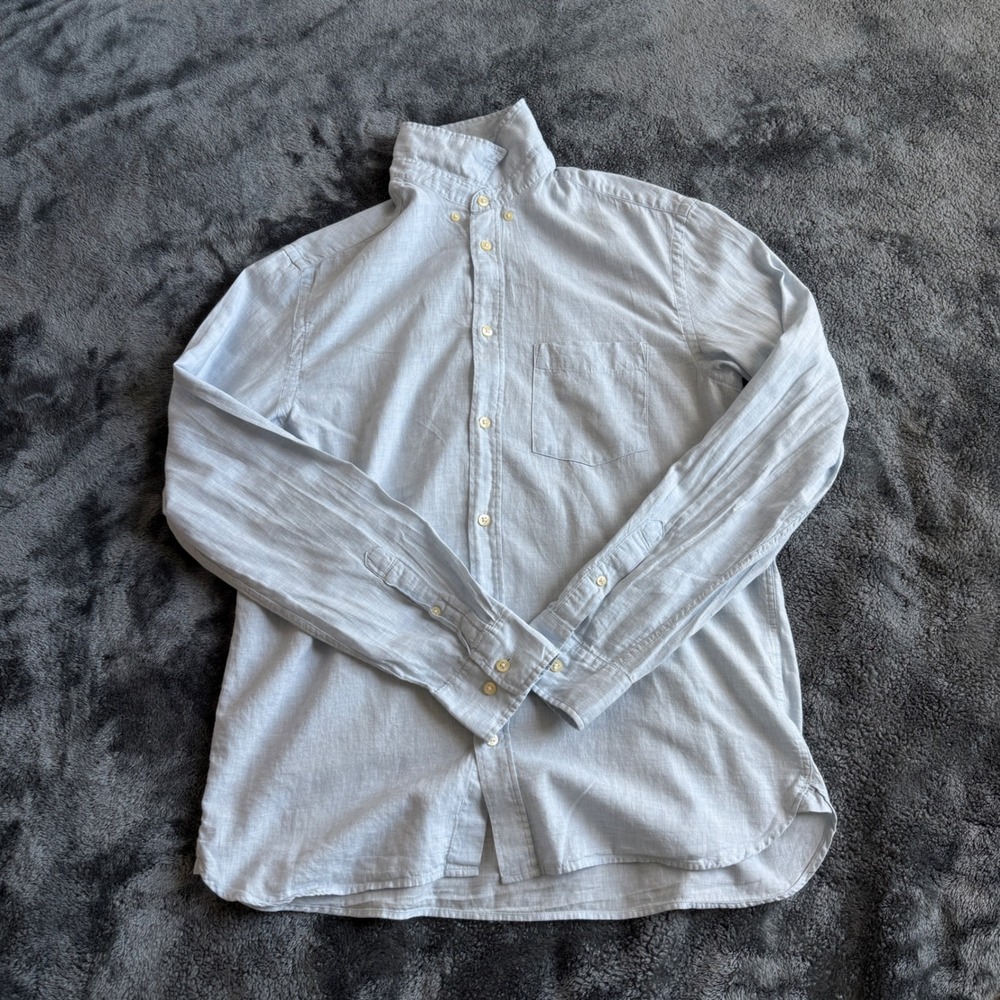 HM LOGG Womens Blue Button Down Shirt Regular Fit Long Sleeve Chambray Size M